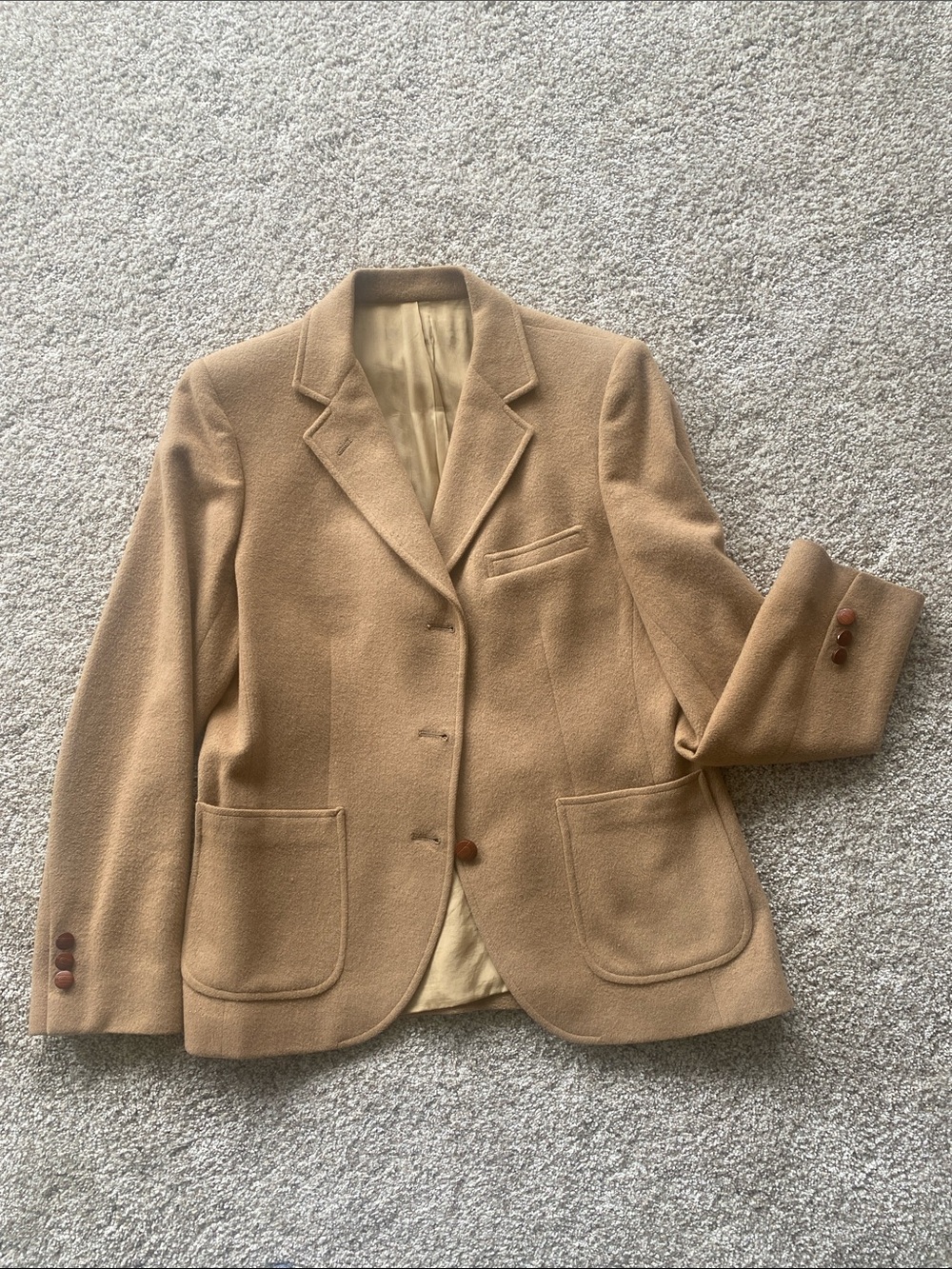 Women's Camel Wool Blend Blazer Jacket
